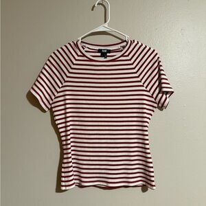 PAIGE Women's Bijou Tee Red and White Striped Top Size Large